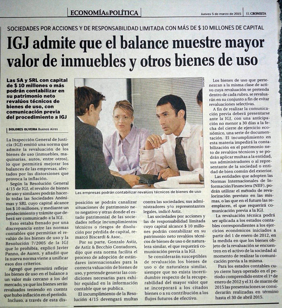 IGJ admite que el balance muestre mayor valor de inmuebles y otros bienes de uso.