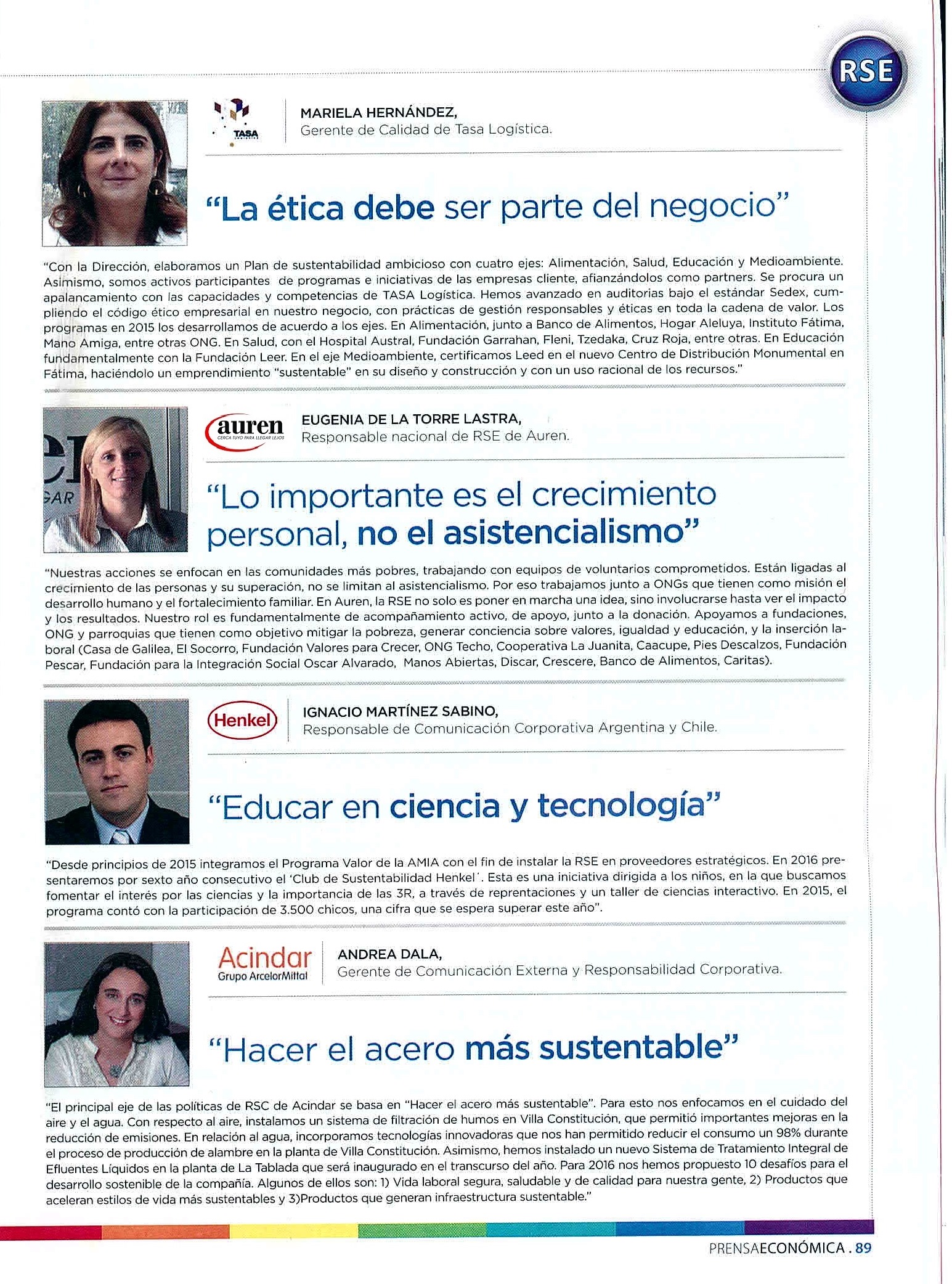 Auren en Revista Prensa Económica. Edición RSE
