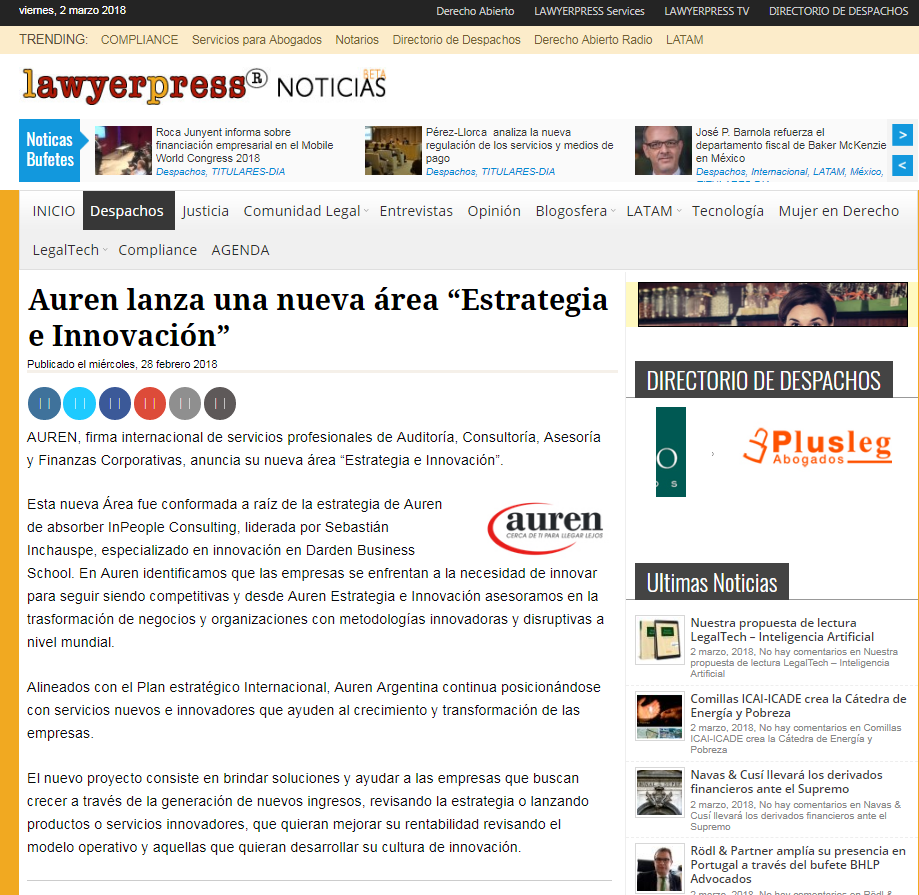 Auren en Lawyer Press Noticias