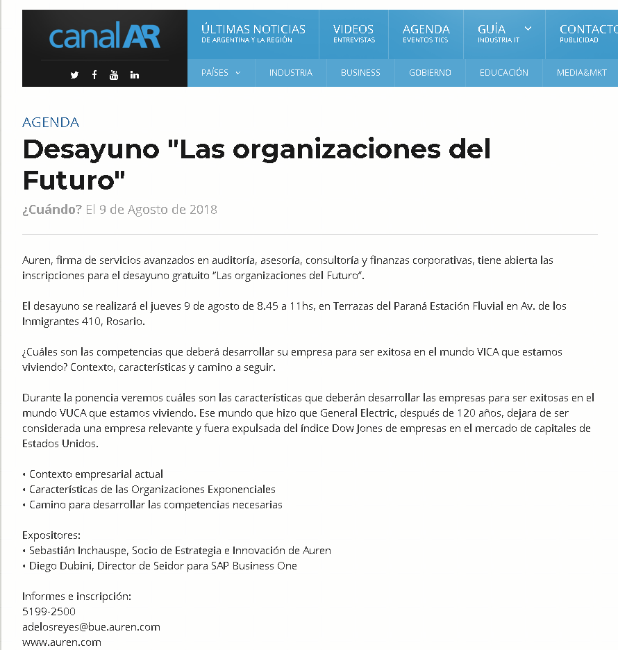 Desayuno «Las organizaciones del Futuro»