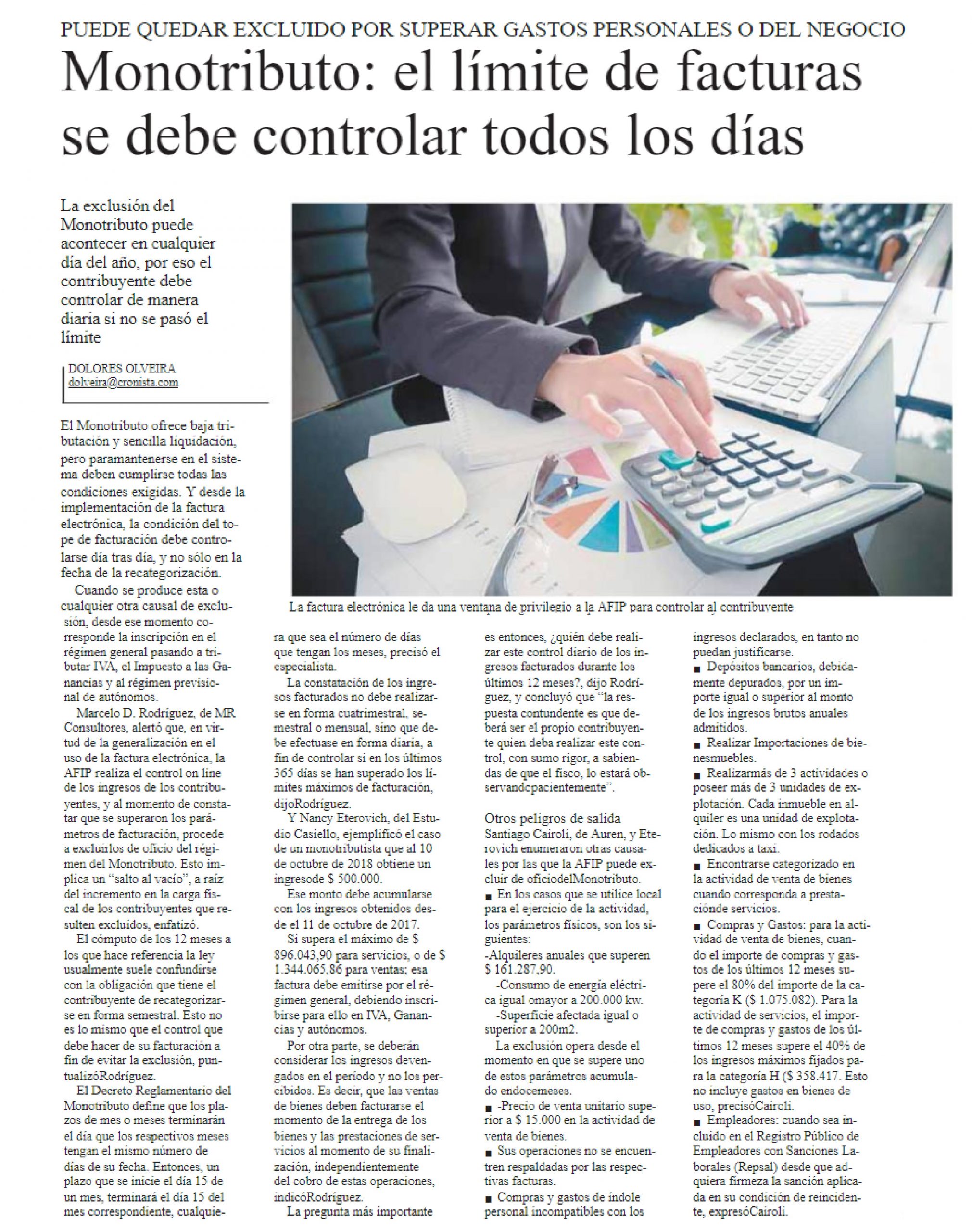 Monotributo: el límite de la factura se debe controlar todos los días