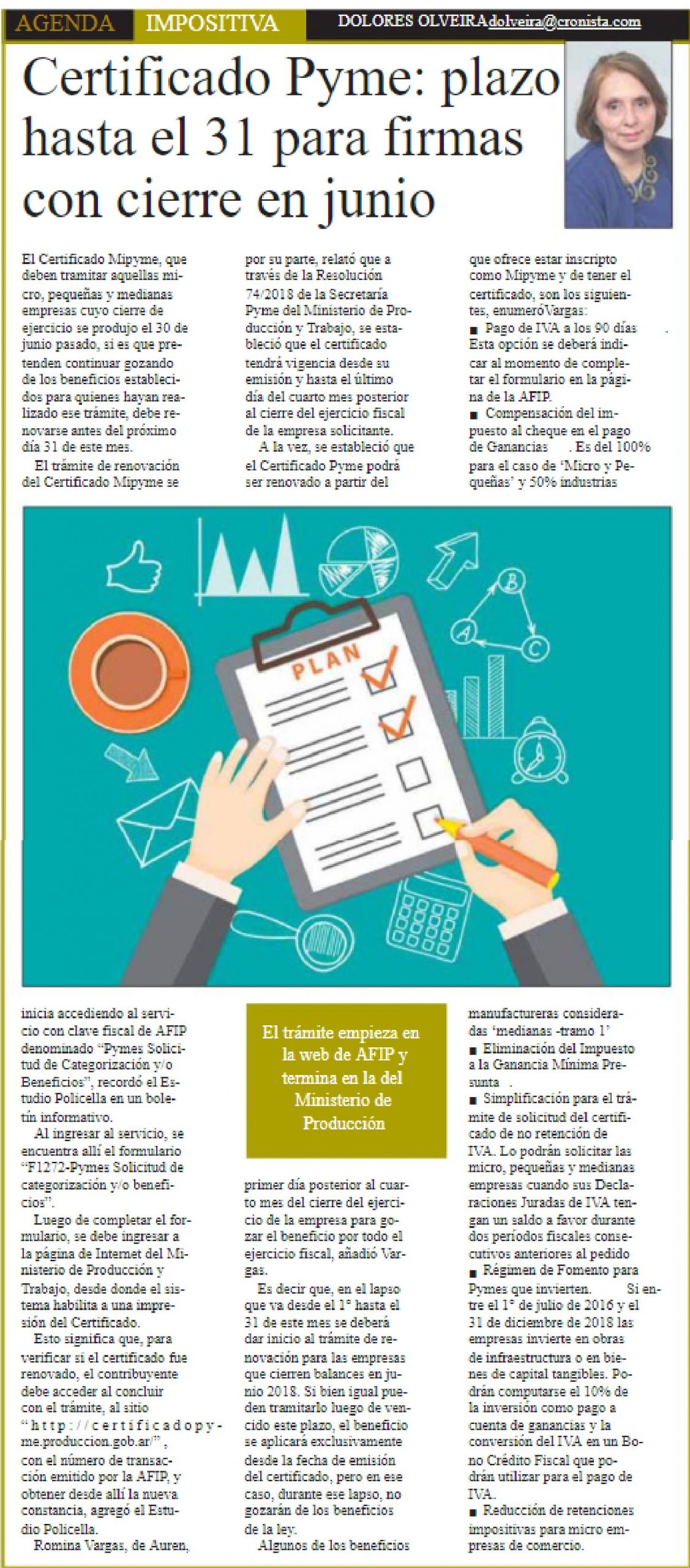 Certificado Pyme: plazo hasta el 31 para firmas con cierre en Junio