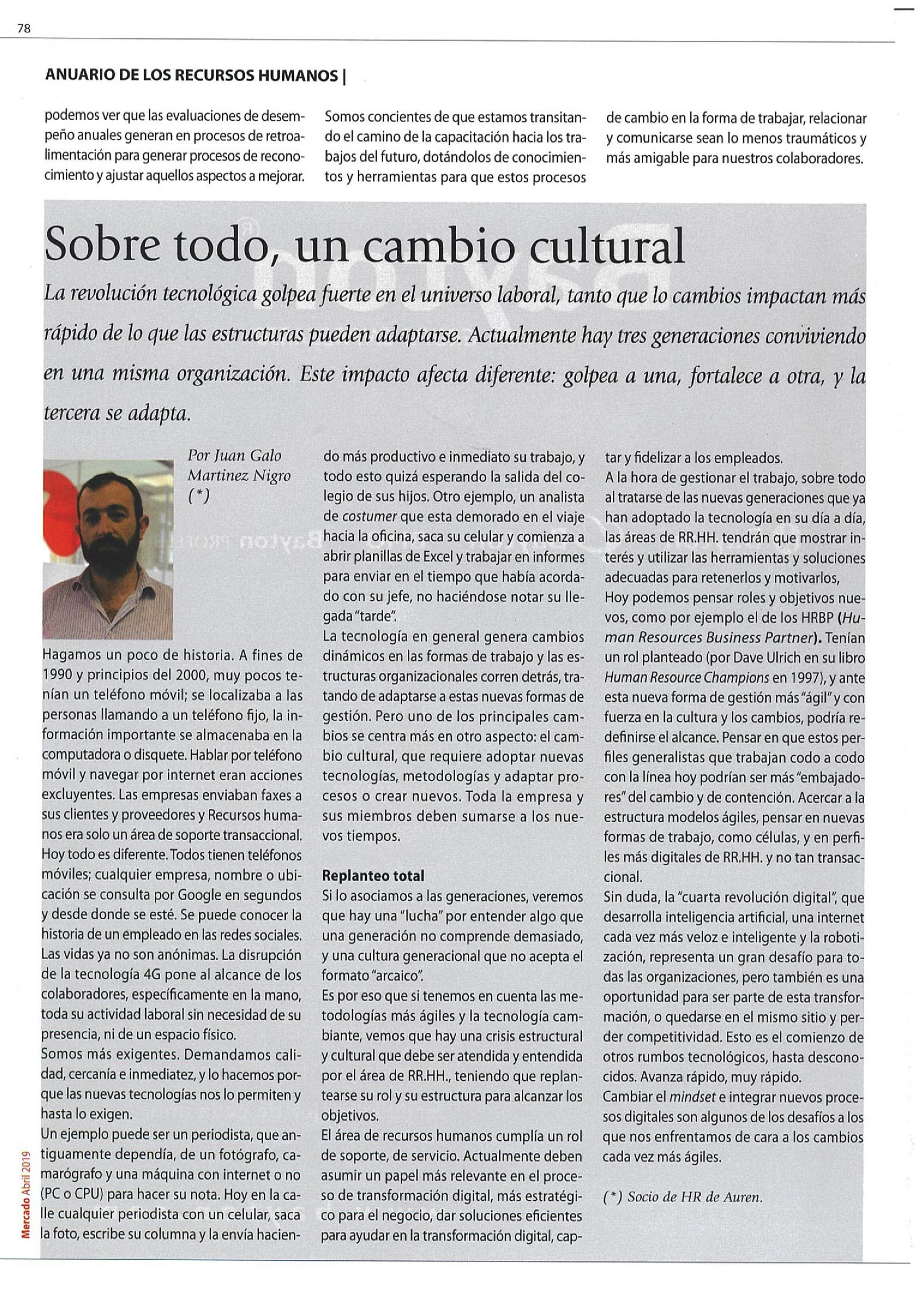 Anuario de RRHH: Sobre todo, un cambio Cultural Anuario de RRHH: Sobre todo, un cambio Cultural