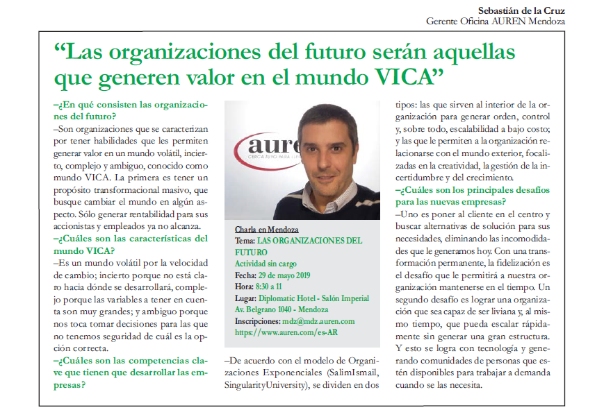 Las organizaciones del futuro serán aquellas que generen valor en el mundo VICA Las organizaciones del futuro serán aquellas que generen valor en el mundo VICA