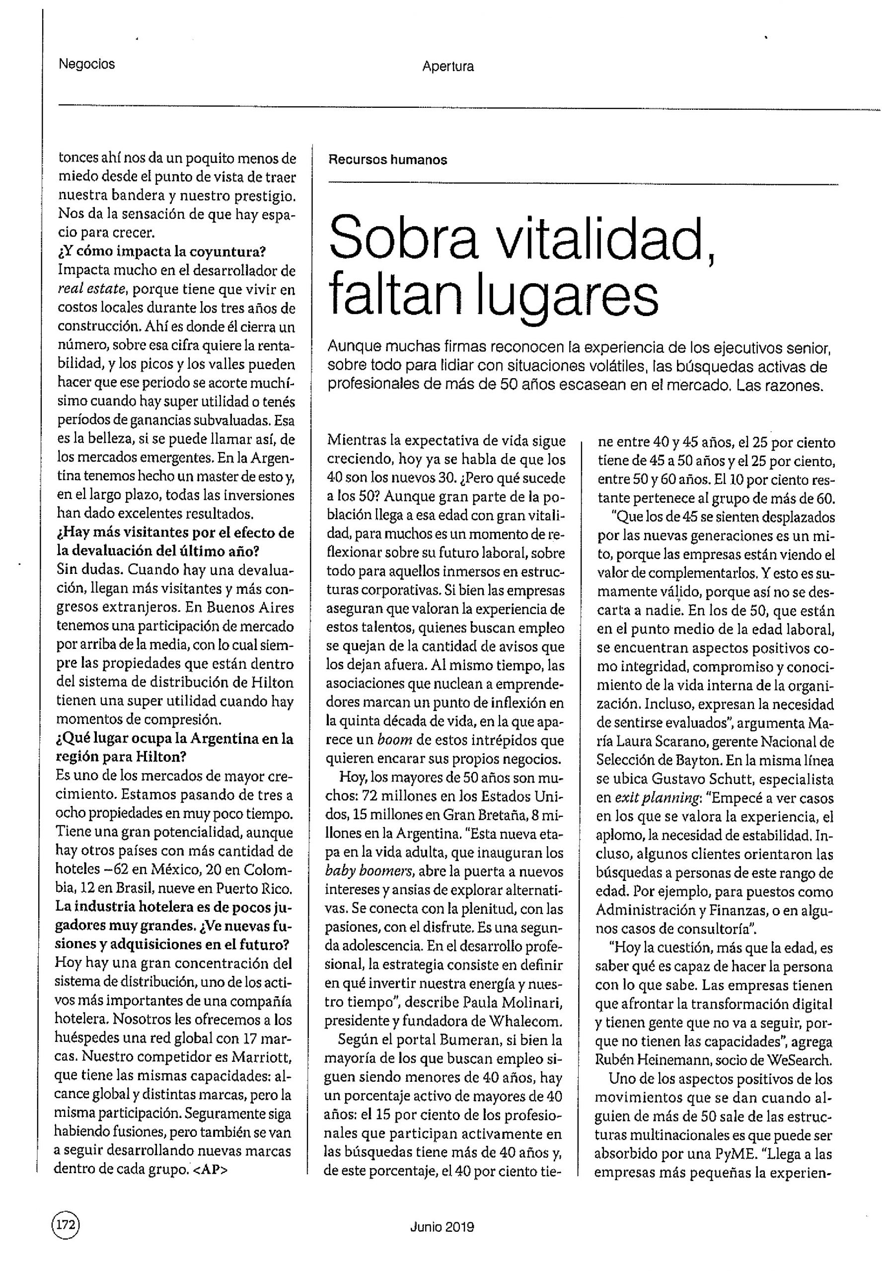 Prensa. Sobra vitalidad, faltan lugares (Revista Apertura Junio 2019)