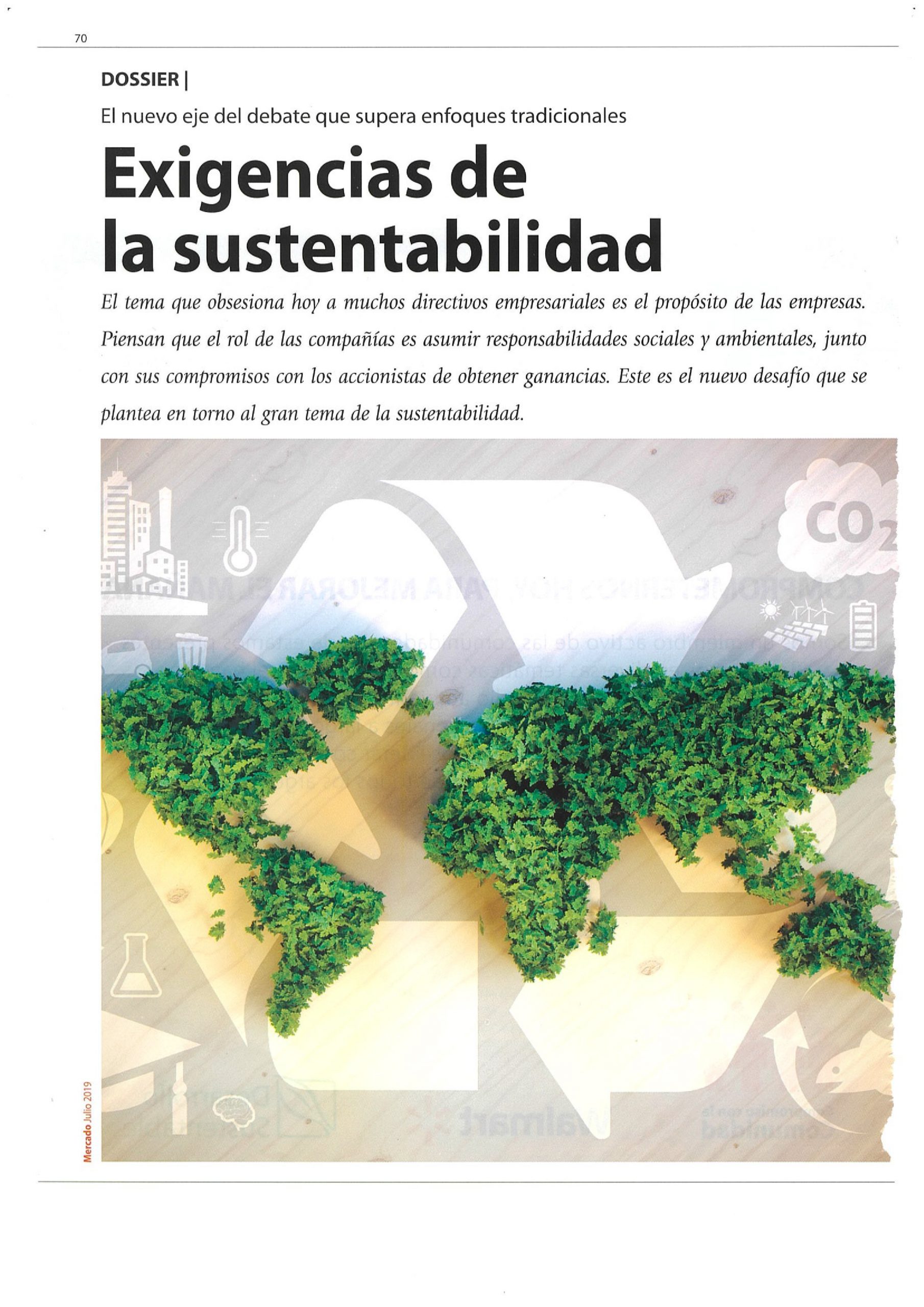 Prensa. Exigencias de la Sustentabilidad (Revista Mercado Julio 2019)