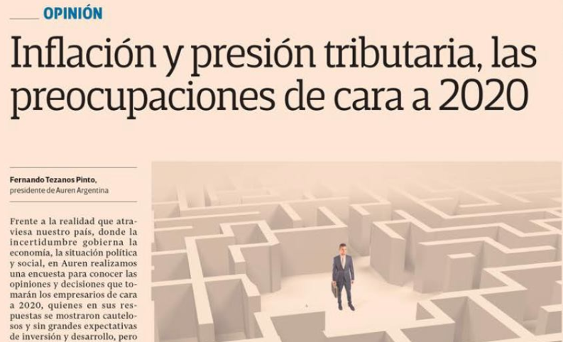 Prensa. Inflación y presión tributaria: las preocupaciones de cara al 2020 (Diario El Cronista) Prensa. Inflación y presión tributaria: las preocupaciones de cara al 2020 (Diario El Cronista)