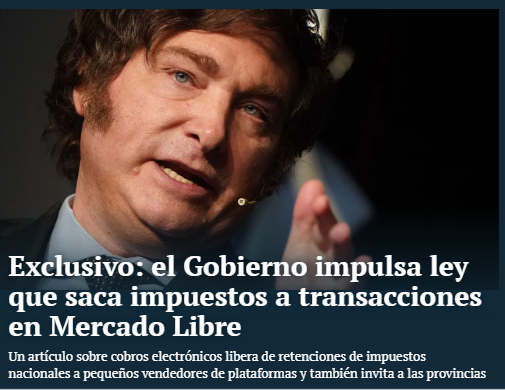 Prensa | El Gobierno impulsa ley que saca impuestos a transacciones en Mercado Libre (iProUp 25.4.2024) Prensa | El Gobierno impulsa ley que saca impuestos a transacciones en Mercado Libre (iProUp 25.4.2024)
