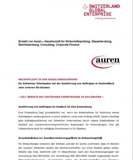 Entsendung von Schweizer Arbeitnehmer in EU-Staaten