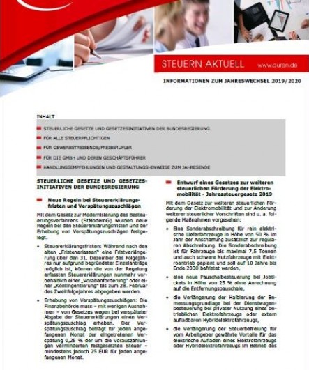 Informationen zum Jahreswechsel 2019/2020