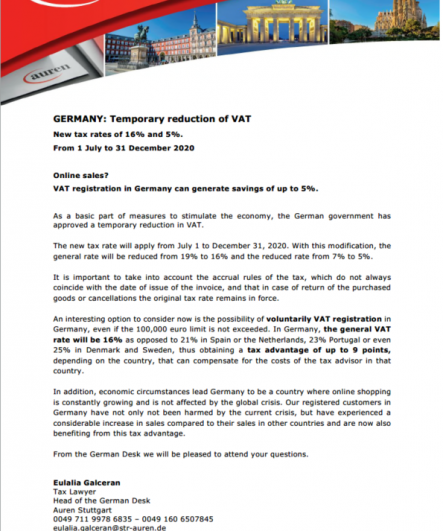 Germany: Temporary reduction of VAT