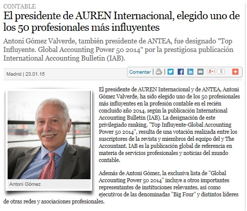 El presidente de Auren Internacional, elegido uno de los 50 profesionales más influyentes
