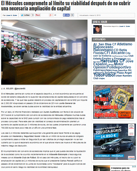 El Hércules compromete al límite su viabilidad después de no cubrir una necesaria ampliación de capital