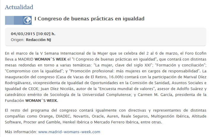 Auren participa en el «I Congreso de buenas prácticas en igualdad»  organizado en Madrid