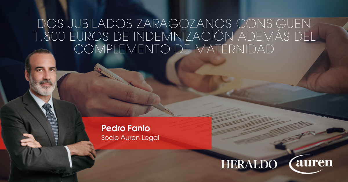 Dos jubilados zaragozanos consiguen 1.800 euros de indemnización además del complemento de maternidad