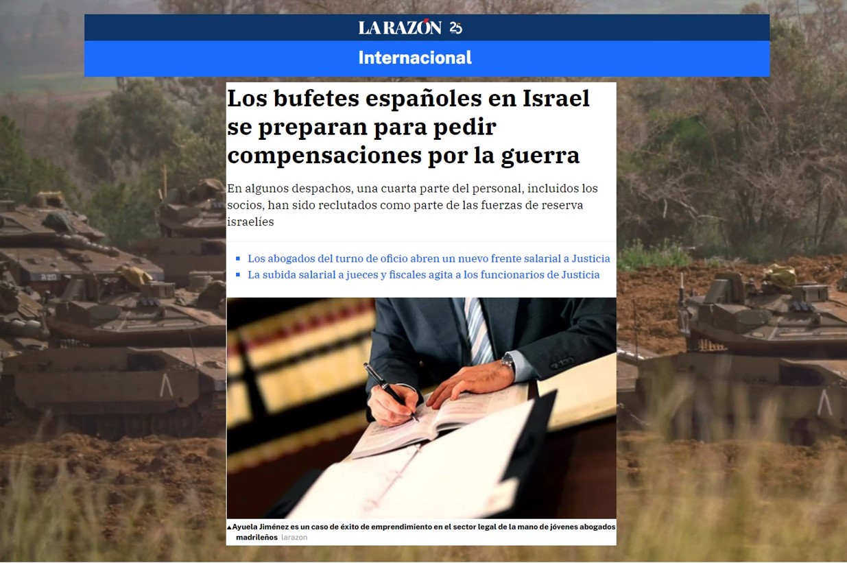 Los bufetes españoles en Israel se preparan para pedir compensaciones por la guerra