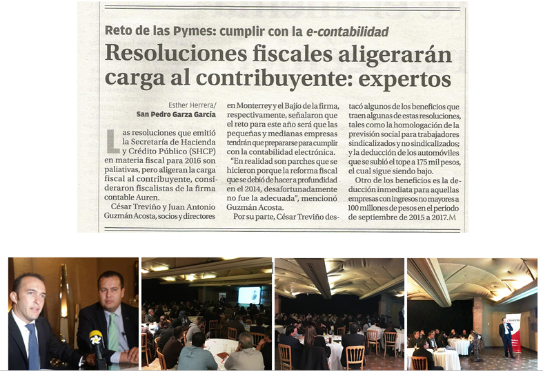 Exitoso curso de Reformas Fiscales 2016 en Monterrey Exitoso curso de Reformas Fiscales 2016 en Monterrey